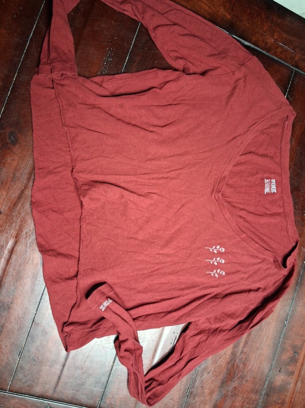 PINK Victoria's Secret Rust-Red V-Neck Short Sleeve Tee